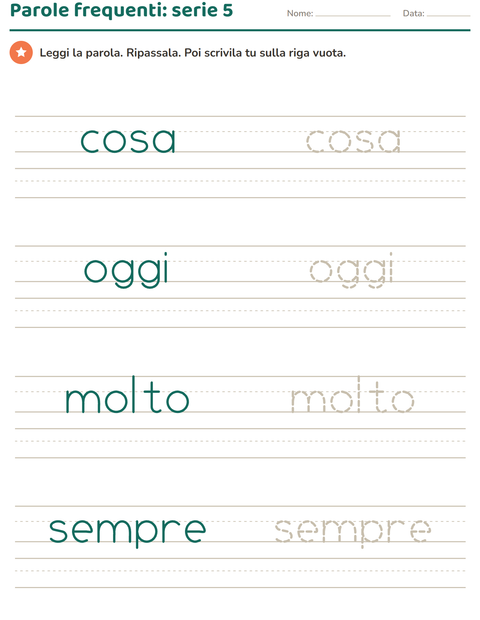 Parole frequenti, serie 5: cosa, oggi, molto, sempre