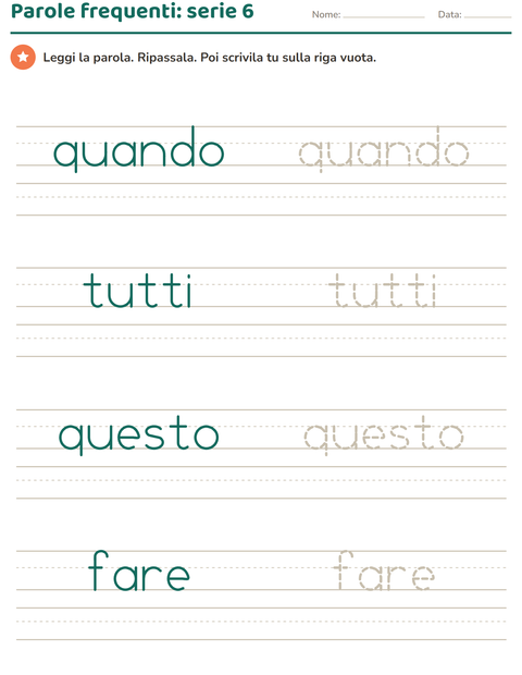 Anteprima di Parole frequenti, serie 6: quando, tutti, questo, fare