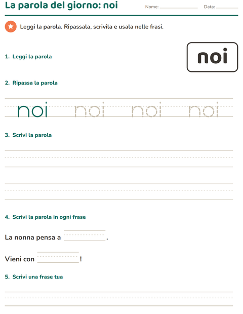 Anteprima della scheda di Parole frequenti per Scuola dell'infanzia (5-7 anni)
