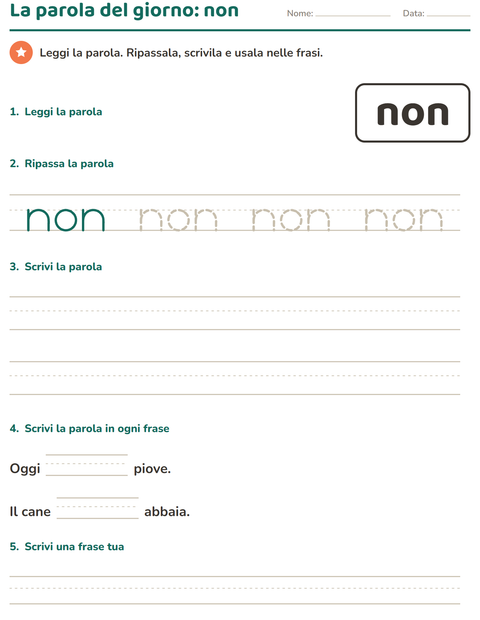 Anteprima della scheda di Parole frequenti per Scuola dell'infanzia (5-7 anni)