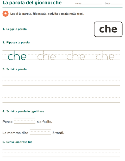 Anteprima della scheda di Parole frequenti per Scuola dell'infanzia (5-7 anni)