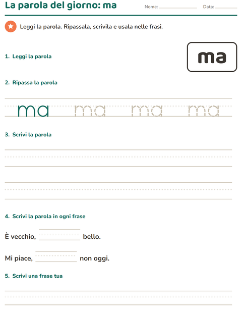 Anteprima della scheda di Parole frequenti per Scuola dell'infanzia (5-7 anni)