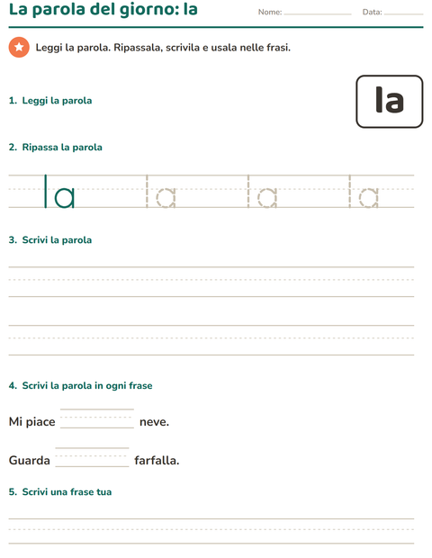 Anteprima della scheda di Parole frequenti per Scuola dell'infanzia (5-7 anni)