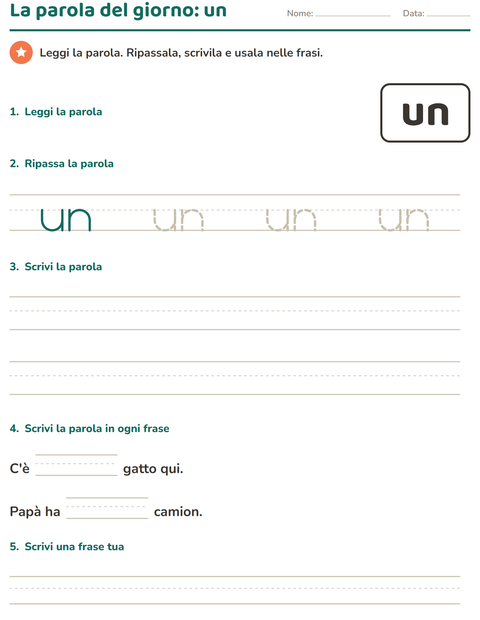 Anteprima della scheda di Parole frequenti per Scuola dell'infanzia (5-7 anni)