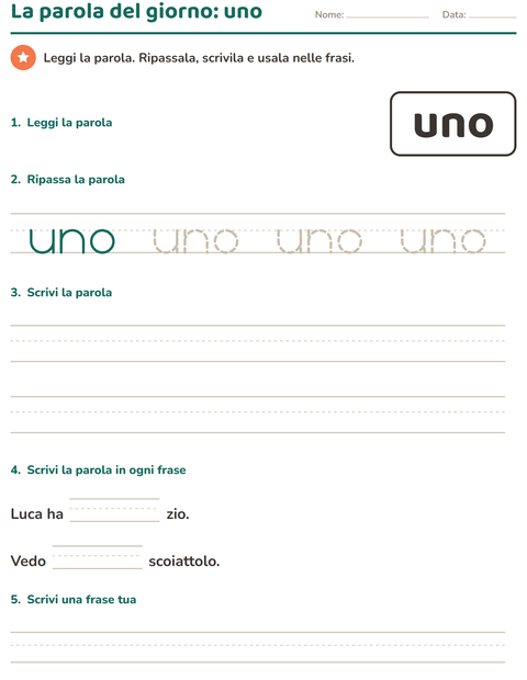 Anteprima della scheda di Parole frequenti per Scuola dell'infanzia (5-7 anni)