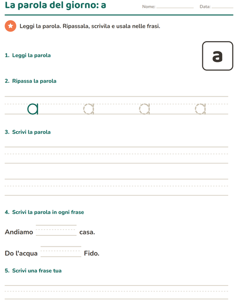 Anteprima della scheda di Parole frequenti per Scuola dell'infanzia (5-7 anni)