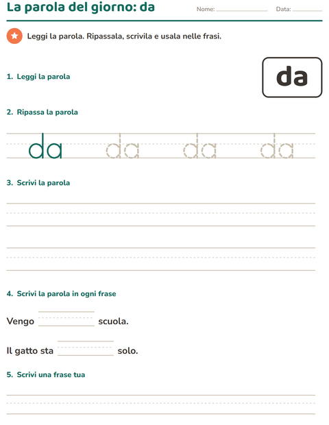 Anteprima della scheda di Parole frequenti per Scuola dell'infanzia (5-7 anni)