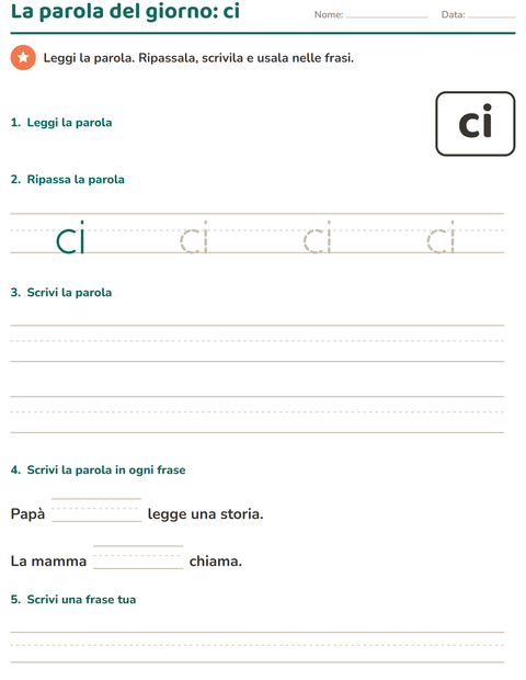 Anteprima della scheda di Parole frequenti per Scuola dell'infanzia (5-7 anni)