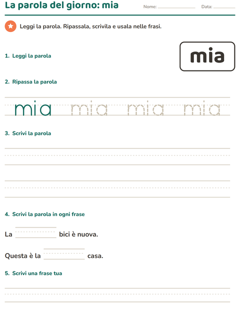 Anteprima della scheda di Parole frequenti per Scuola dell'infanzia (5-7 anni)