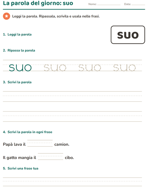 Anteprima della scheda di Parole frequenti per Scuola dell'infanzia (5-7 anni)