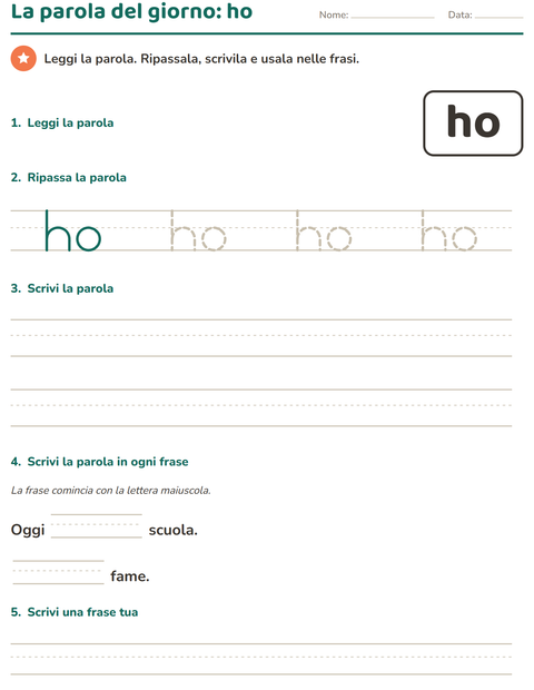 Anteprima della scheda di Parole frequenti per Scuola dell'infanzia (5-7 anni)