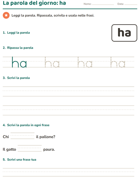 Anteprima della scheda di Parole frequenti per Scuola dell'infanzia (5-7 anni)