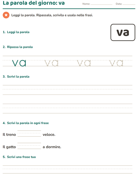 Anteprima della scheda di Parole frequenti per Scuola dell'infanzia (5-7 anni)
