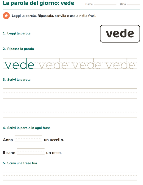 Anteprima della scheda di Parole frequenti per Scuola dell'infanzia (5-7 anni)