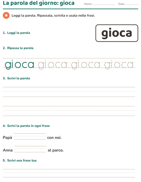 Anteprima della scheda di Parole frequenti per Scuola dell'infanzia (5-7 anni)