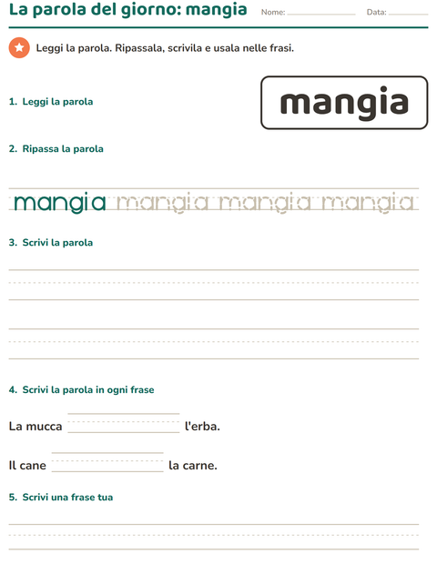 Anteprima della scheda di Parole frequenti per Scuola dell'infanzia (5-7 anni)