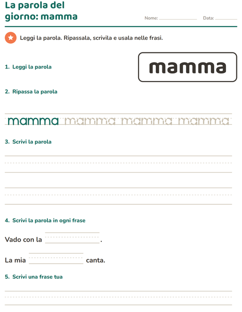 Anteprima della scheda di Parole frequenti per Scuola dell'infanzia (5-7 anni)