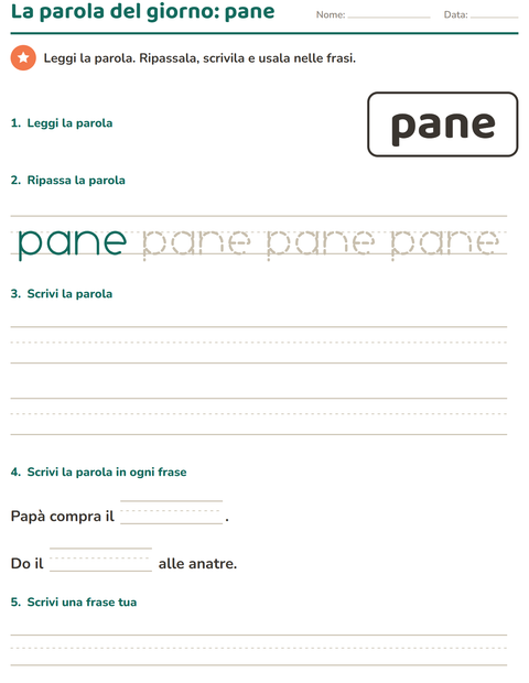 Anteprima della scheda di Parole frequenti per Scuola dell'infanzia (5-7 anni)