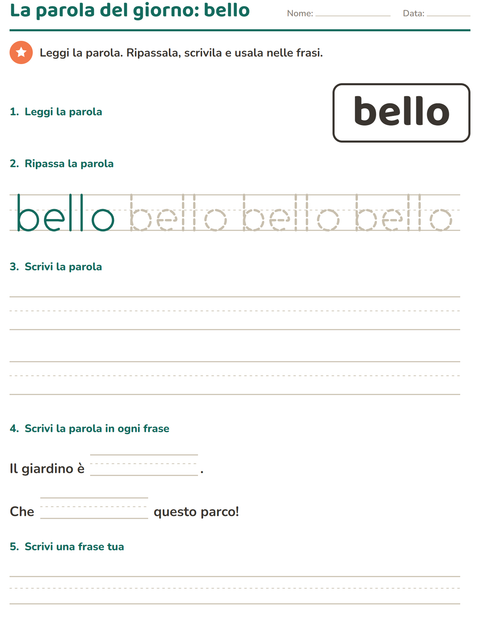 Anteprima della scheda di Parole frequenti per Scuola dell'infanzia (5-7 anni)