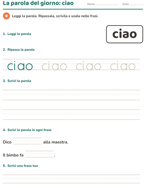Anteprima della scheda di Parole frequenti per Scuola dell'infanzia (5-7 anni)