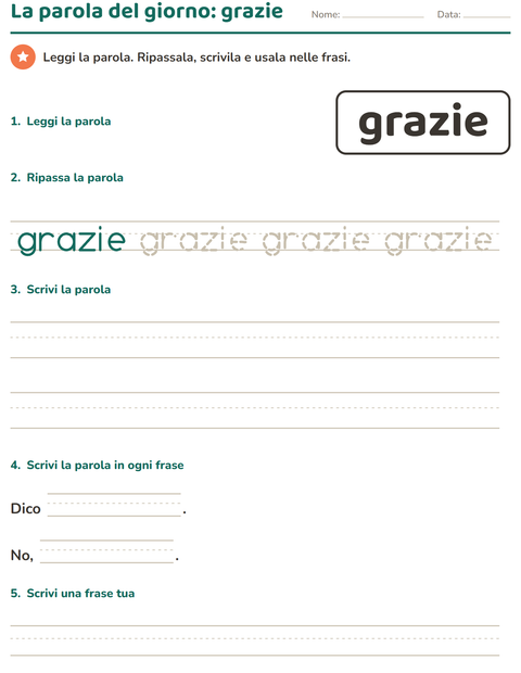 Anteprima della scheda di Parole frequenti per Scuola dell'infanzia (5-7 anni)