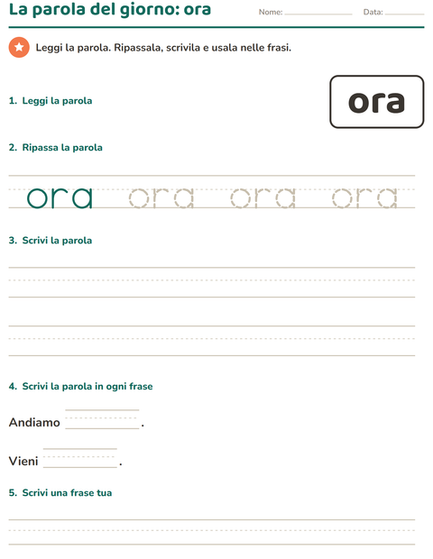 Anteprima della scheda di Parole frequenti per Scuola dell'infanzia (5-7 anni)