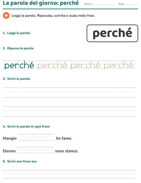 Anteprima della scheda di Parole frequenti per Scuola dell'infanzia (5-7 anni)