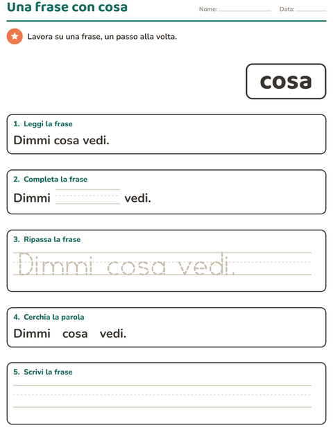 Anteprima della scheda di Parole frequenti per Scuola dell'infanzia (5-7 anni)