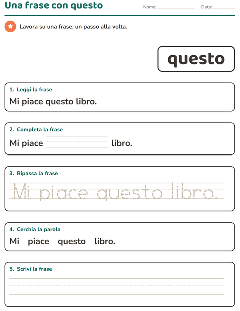Anteprima della scheda di Parole frequenti per Scuola dell'infanzia (5-7 anni)