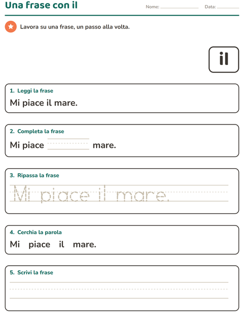 Anteprima della scheda di Parole frequenti per Scuola dell'infanzia (5-7 anni)