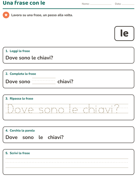 Anteprima della scheda di Parole frequenti per Scuola dell'infanzia (5-7 anni)