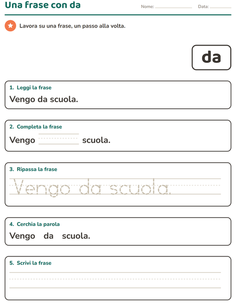 Anteprima della scheda di Parole frequenti per Scuola dell'infanzia (5-7 anni)