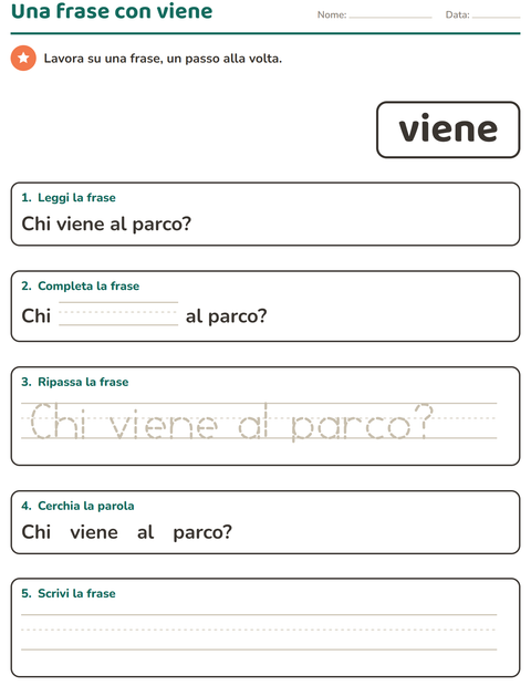 Anteprima della scheda di Parole frequenti per Scuola dell'infanzia (5-7 anni)