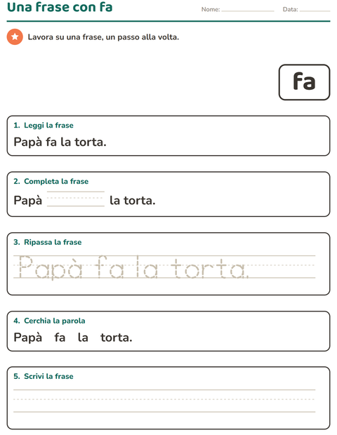 Anteprima della scheda di Parole frequenti per Scuola dell'infanzia (5-7 anni)