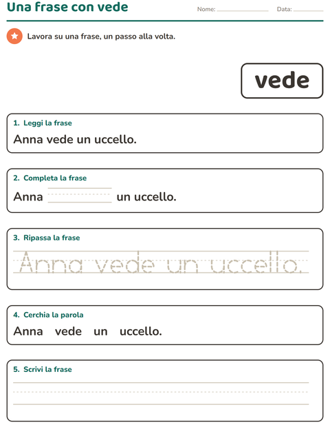 Anteprima della scheda di Parole frequenti per Scuola dell'infanzia (5-7 anni)