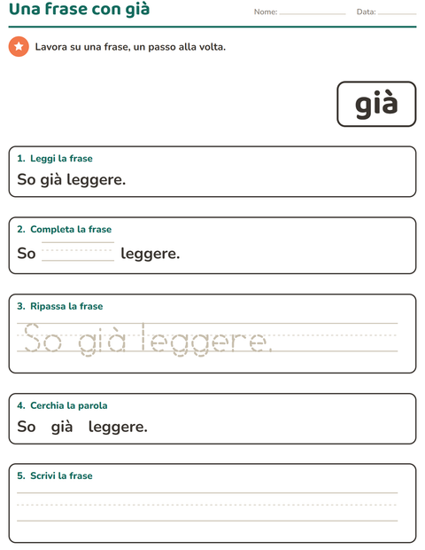Anteprima della scheda di Parole frequenti per Scuola dell'infanzia (5-7 anni)