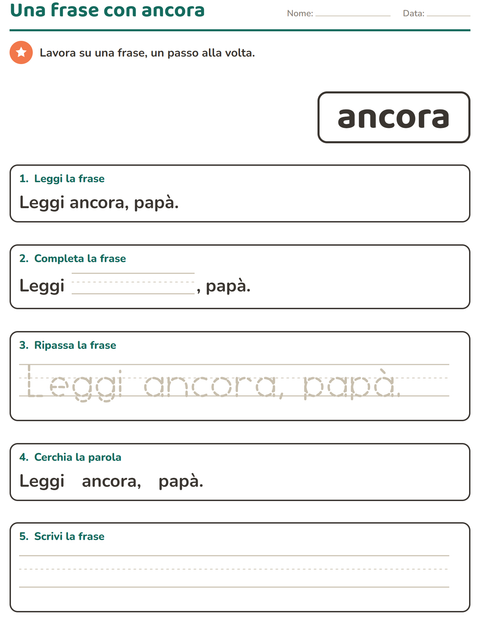 Anteprima della scheda di Parole frequenti per Scuola dell'infanzia (5-7 anni)