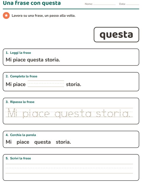 Anteprima della scheda di Parole frequenti per Scuola dell'infanzia (5-7 anni)