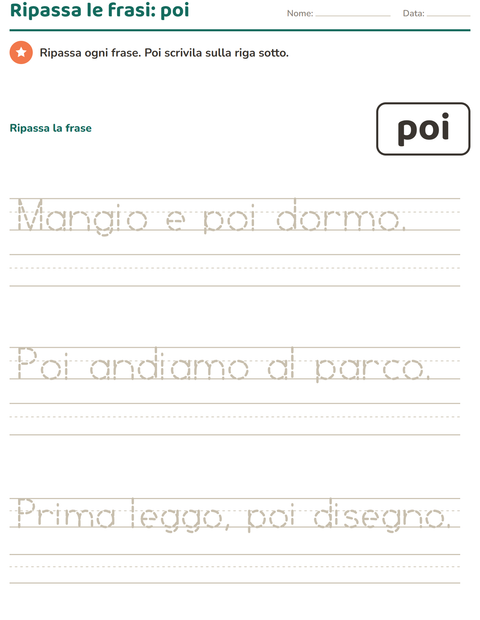 Anteprima della scheda di Parole frequenti per Scuola dell'infanzia (5-7 anni)