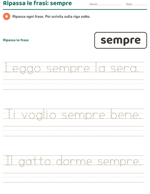 Anteprima della scheda di Parole frequenti per Scuola dell'infanzia (5-7 anni)