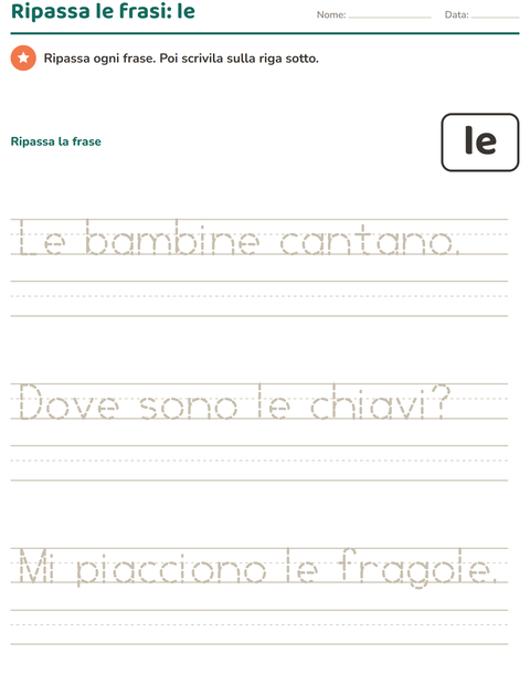 Anteprima della scheda di Parole frequenti per Scuola dell'infanzia (5-7 anni)