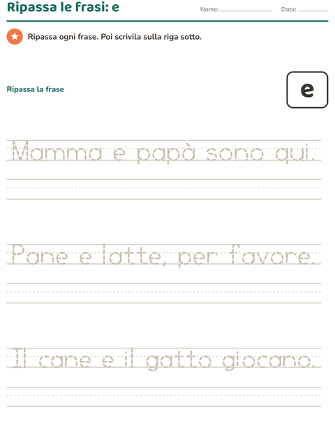Anteprima della scheda di Parole frequenti per Scuola dell'infanzia (5-7 anni)