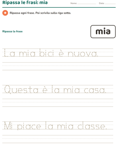 Anteprima della scheda di Parole frequenti per Scuola dell'infanzia (5-7 anni)