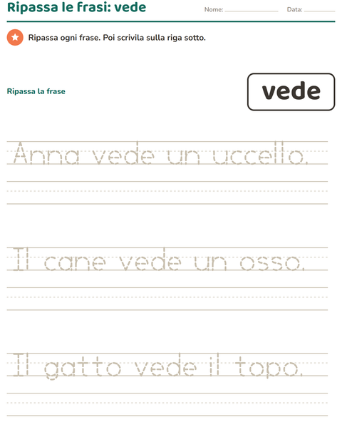 Anteprima della scheda di Parole frequenti per Scuola dell'infanzia (5-7 anni)