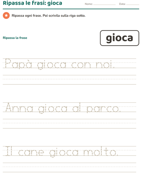 Anteprima della scheda di Parole frequenti per Scuola dell'infanzia (5-7 anni)