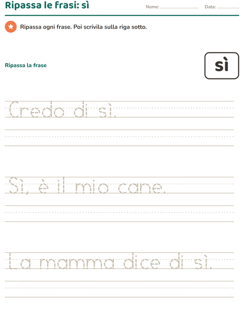 Anteprima della scheda di Parole frequenti per Scuola dell'infanzia (5-7 anni)