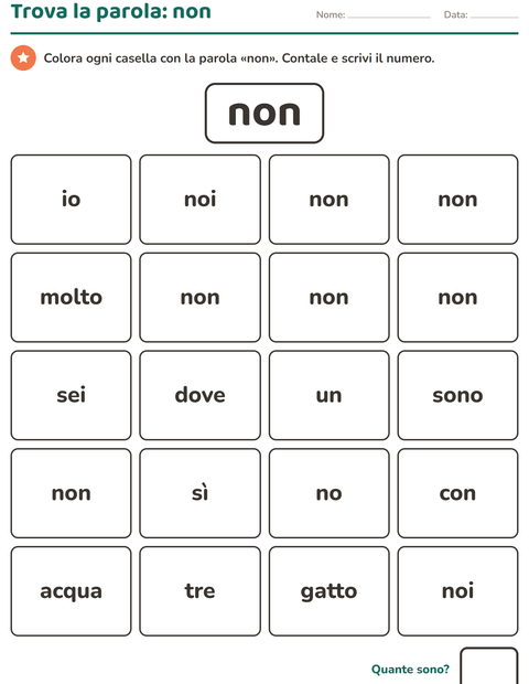 Anteprima della scheda di Parole frequenti per Scuola dell'infanzia (5-7 anni)
