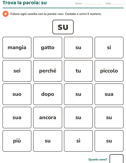 Anteprima della scheda di Parole frequenti per Scuola dell'infanzia (5-7 anni)