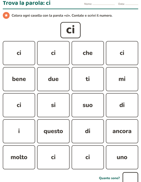 Anteprima della scheda di Parole frequenti per Scuola dell'infanzia (5-7 anni)