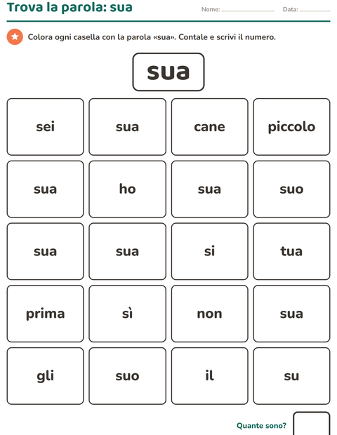 Anteprima della scheda di Parole frequenti per Scuola dell'infanzia (5-7 anni)